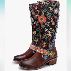 L’Artiste Hippie Tapestry Leather Boots